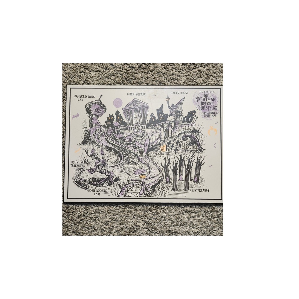 Nightmare Before Christmas Town Map‎ Print Wall Art Jim Napoleons
